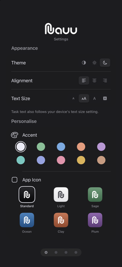 The same settings in dark mode.