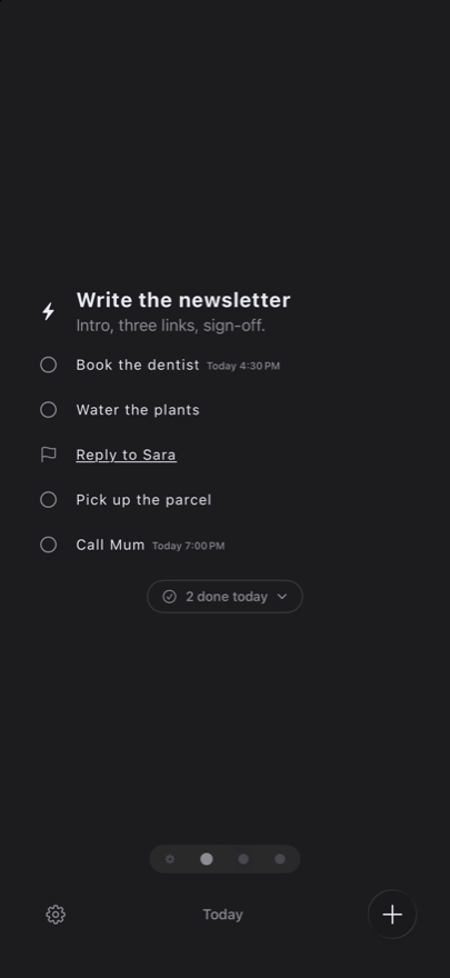 The same list in dark mode.